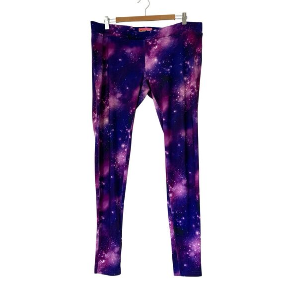 Tipsy Elves Leggings Women XXL Purple Galaxy Stars Outer Space Rave Festival - Picture 1 of 9